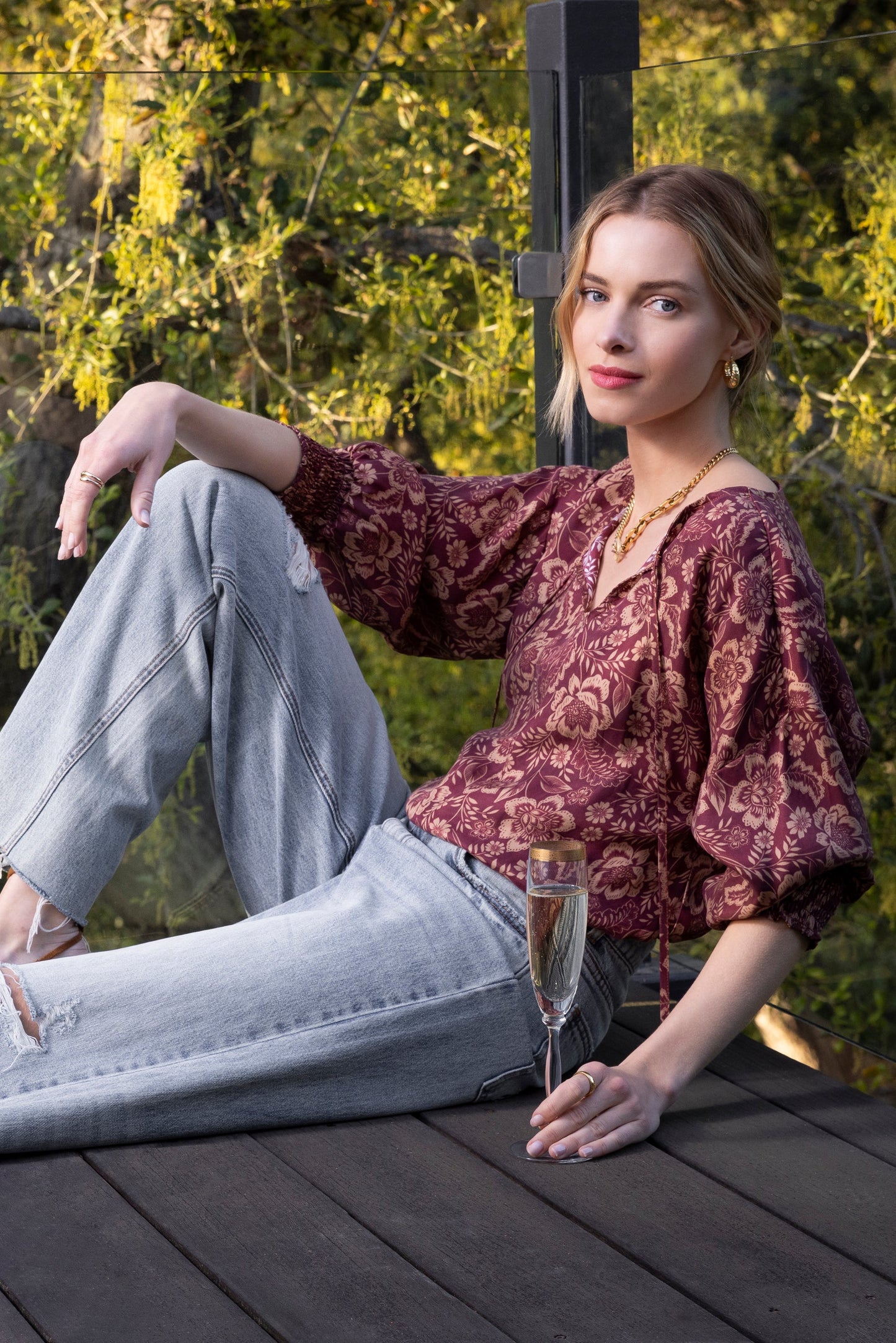 Freya Long Sleeve Sangria Floral