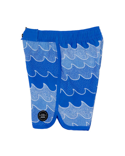 Cosmic Waves Boy Boardshort - Marina Blue