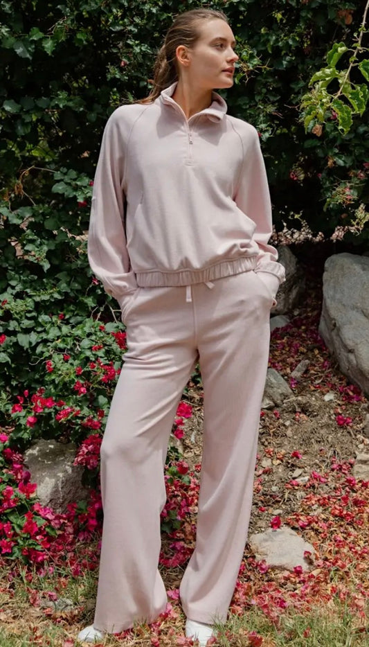 Rib Brushed Cropped Quarter Zip