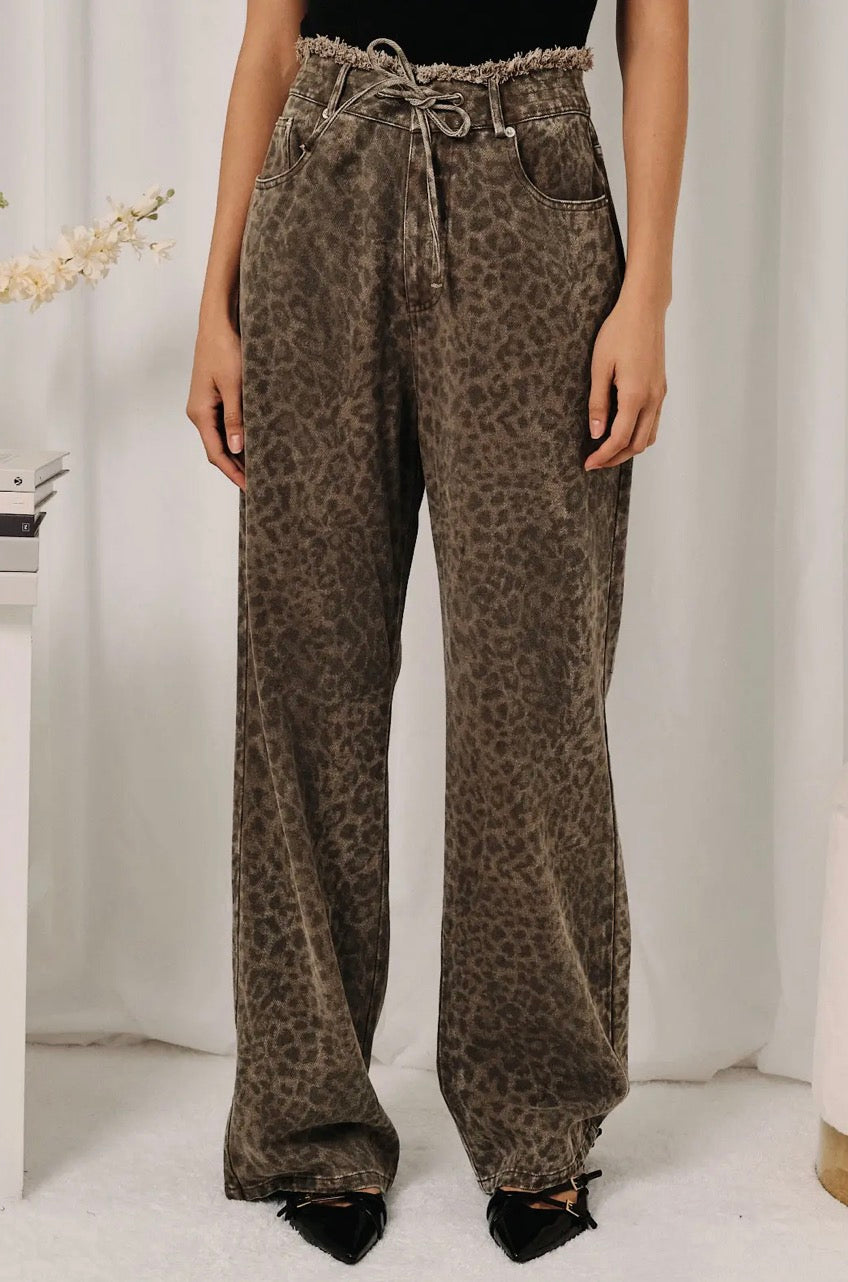 Leopard Print Denim Jeans