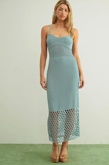 Crochet Dress Seafoam & Black