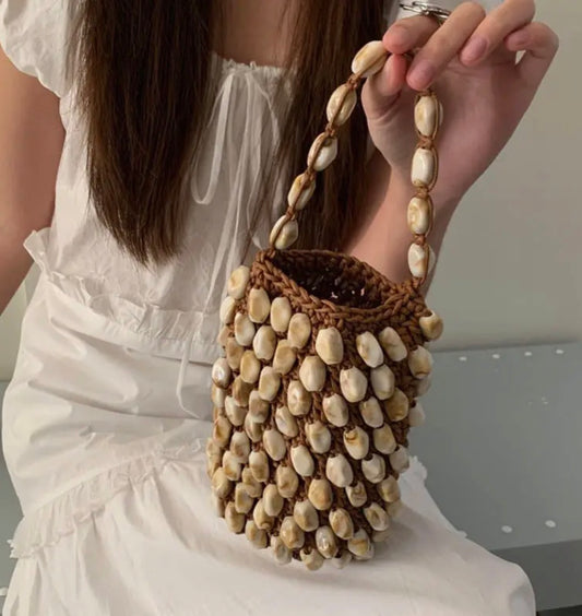 Shell Beaded Bucket Bag