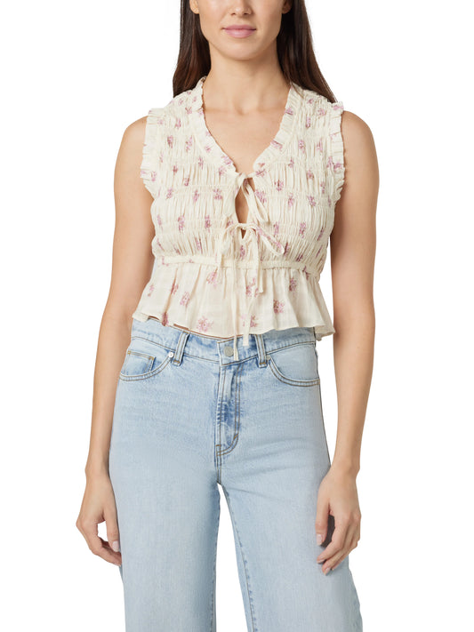 Sleeveless Tie Up Top, Heather Rose