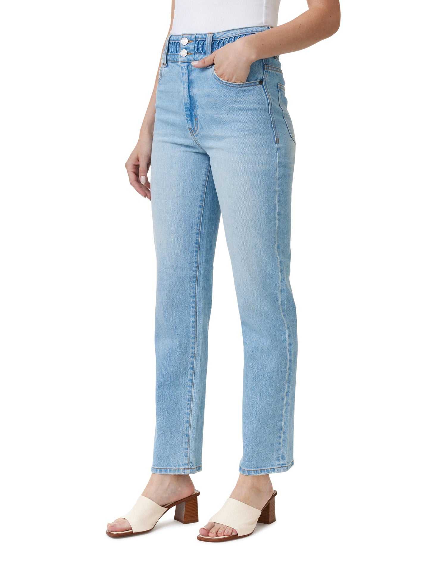 High Rise Pleated Jeans