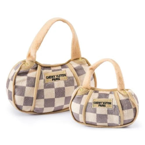 Checker Chewy Vuiton Small Handbag Dog Toy
