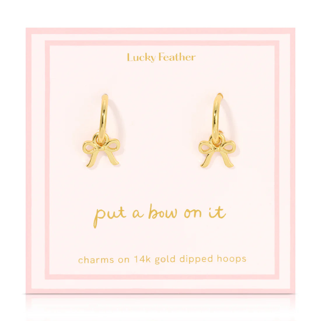 Beautiful Bows Bow Charm Hoop Earrings, Gold