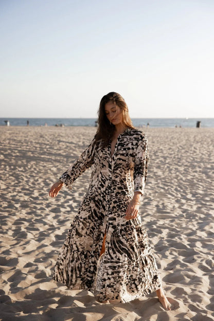 The Tiered Shirt Maxi Dress Safari