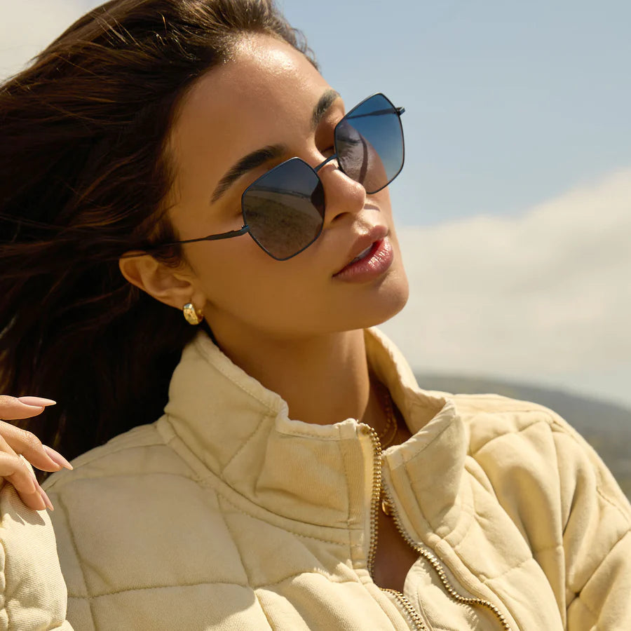 Harlow, Deep Navy Metal Aegean Blue Sunglasses