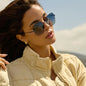 Harlow, Deep Navy Metal Aegean Blue Sunglasses