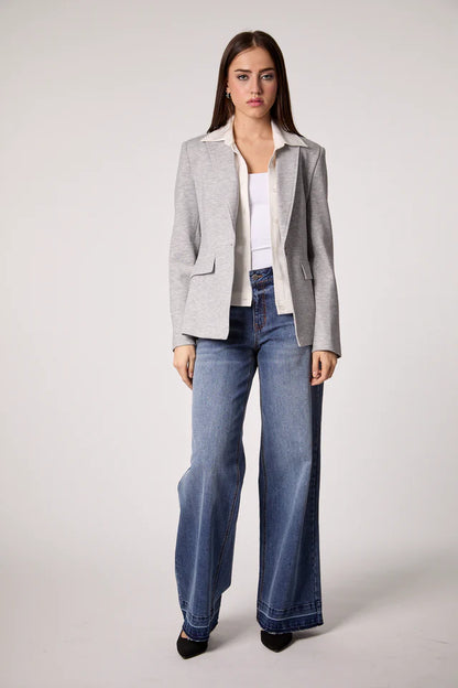 Helen Blazer, Heather Cement/White Shirt