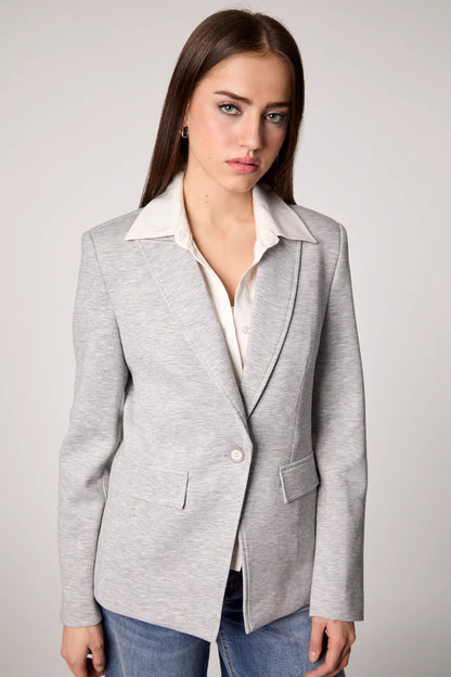 Helen Blazer, Heather Cement/White Shirt