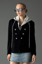 Helen Double Button Blazer Black/Heather Cement