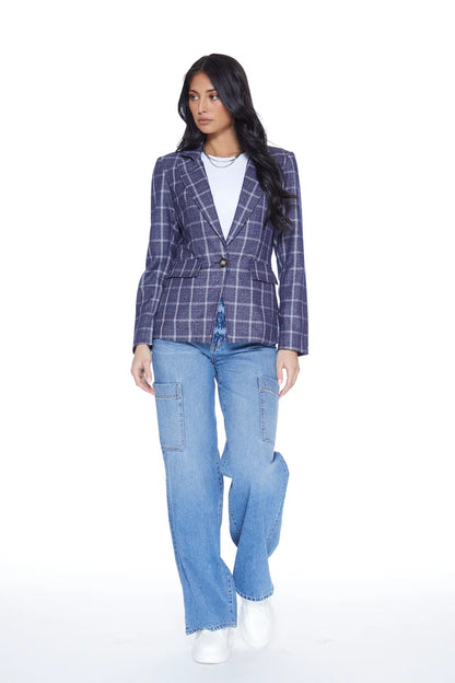 Hooded Helen Blazer Navy/Heather Cement