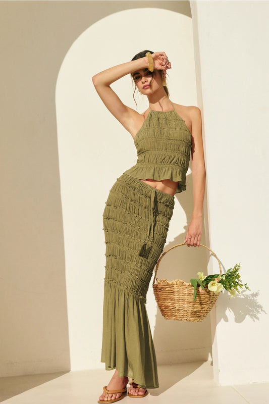 Dripping in Olive Skirt