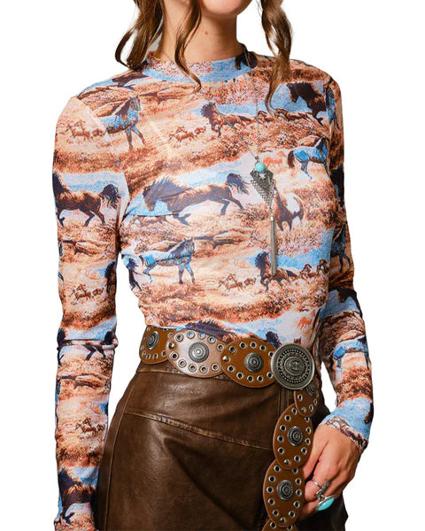 Western Print Long Sleeve
