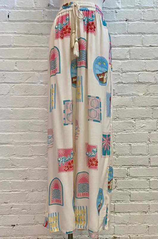 Scenic Summer Printed Crepe Pants