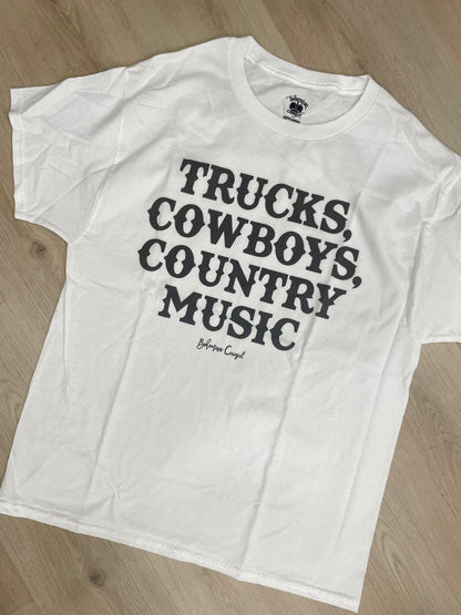 Cowboys and Trucks White Tee