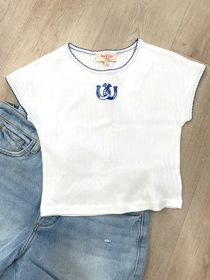 Pointelle Rib Stitch Horseshoe, Crop Top