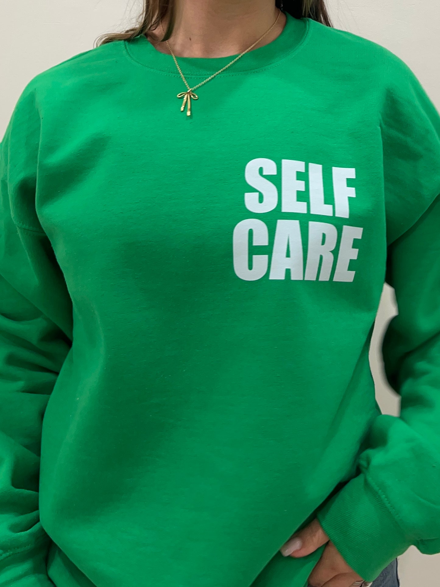 Self Care Green Crewneck