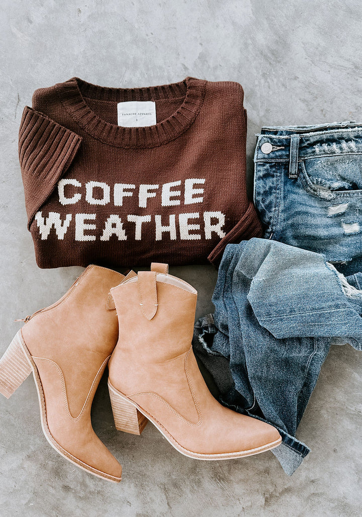 Dark Brown Coffee Weather Sweater