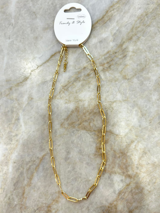 Stainless Steel Open Chain Necklace, gold