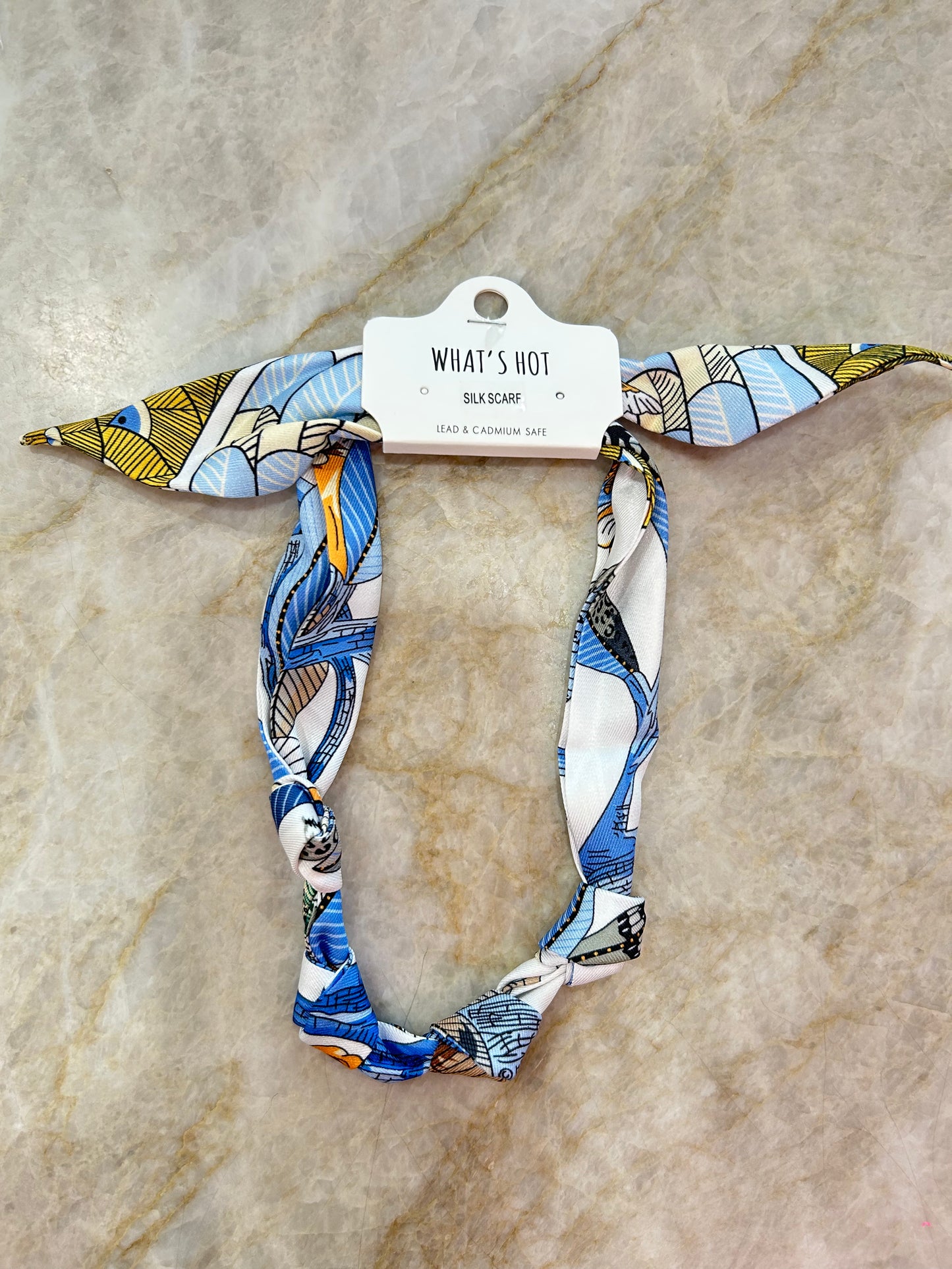 White/Blue Knotted Scarf Necklace