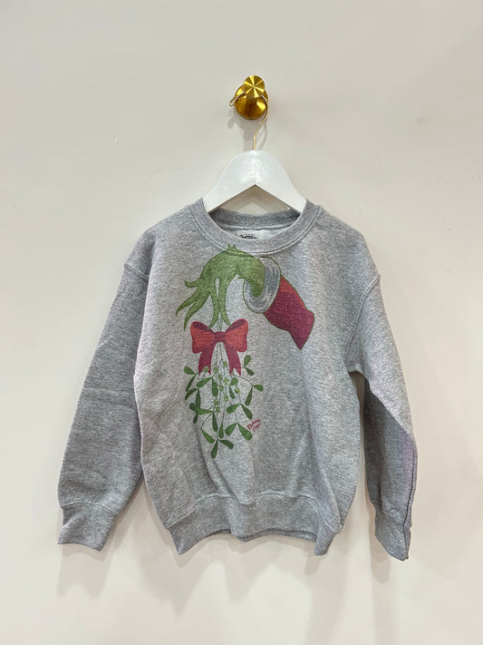 Girl's Grinch Mistletoe Sweatshirt, Ash