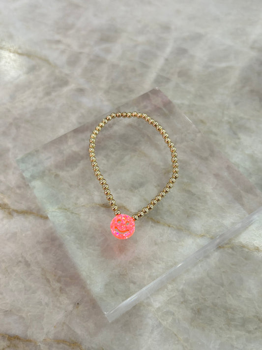 Kids Neon Happy Face Bracelet 5.75"