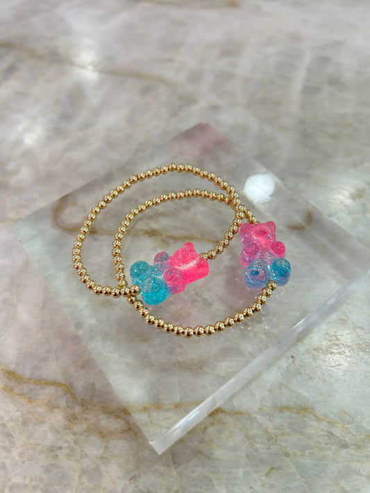 Kids Gummy Bear 3mm Bracelet 5.75", pink/blue