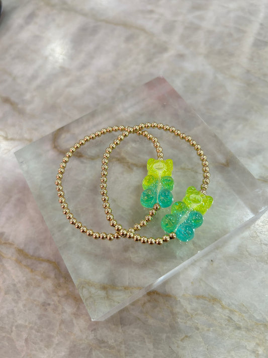 Kids Gummy Bear 3mm Bracelet 5.75", green/blue