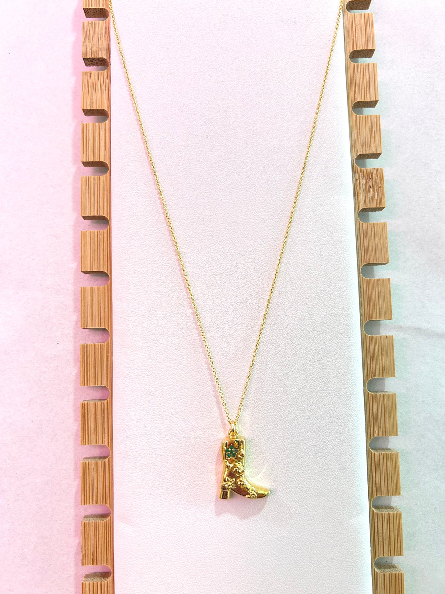 Cowboy Boot Necklace, Green