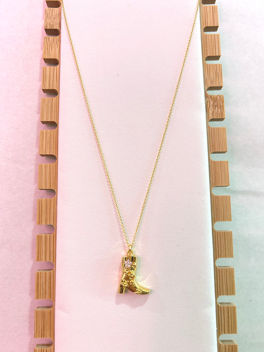 Cowboy Boot Necklace, Crystal