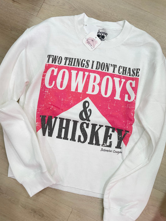 Cowboys and Whiskey Sweatshirt, White