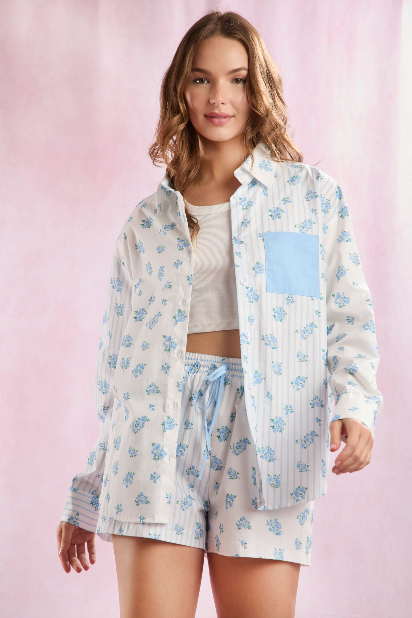 Stripe & Floral Mixed Cotton Poplin Set