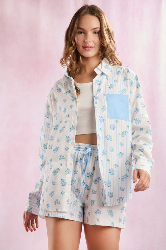 Stripe & Floral Mixed Cotton Poplin Set