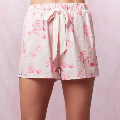 Pink Western Top & Shorts PJ Set