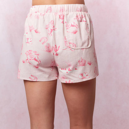 Pink Western Top & Shorts PJ Set