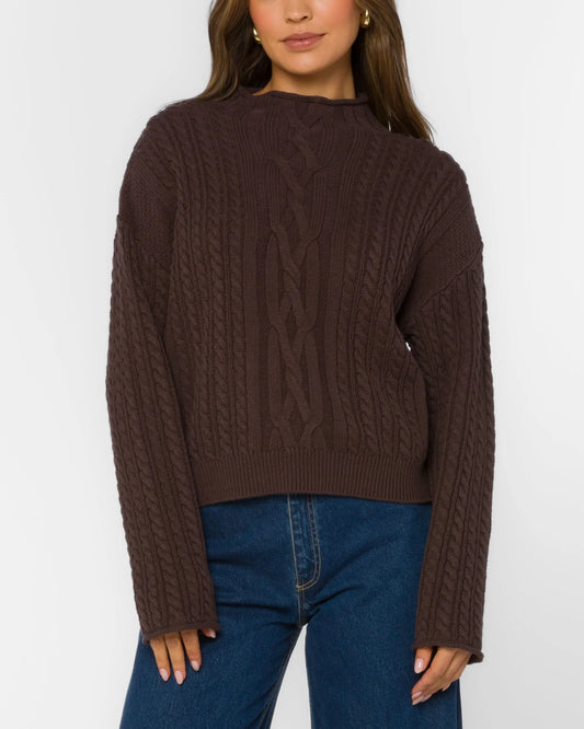 Jennevie Cable Sweater - Walnut Timber
