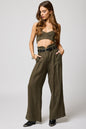 Linen Knotch Waist Pant army green
