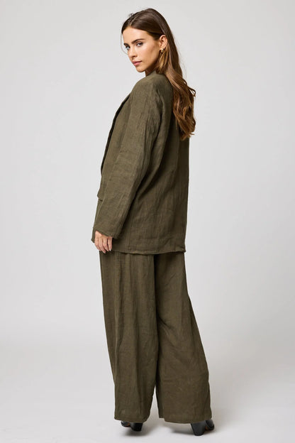 The Linen Blazer army green