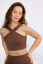 Leah Cross Neck Bra Top- Mocha
