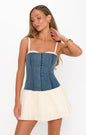 Tiffany Skort Dress, Denim Cream Voile