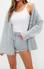 Lincoln Shirt Jacket - Embellished Light Indigo