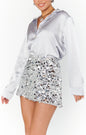 All Night Skort - Silver Metallic Sequins