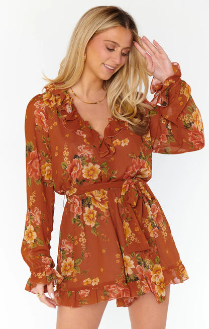 Raquel Ruffle Romper Garden Harvest