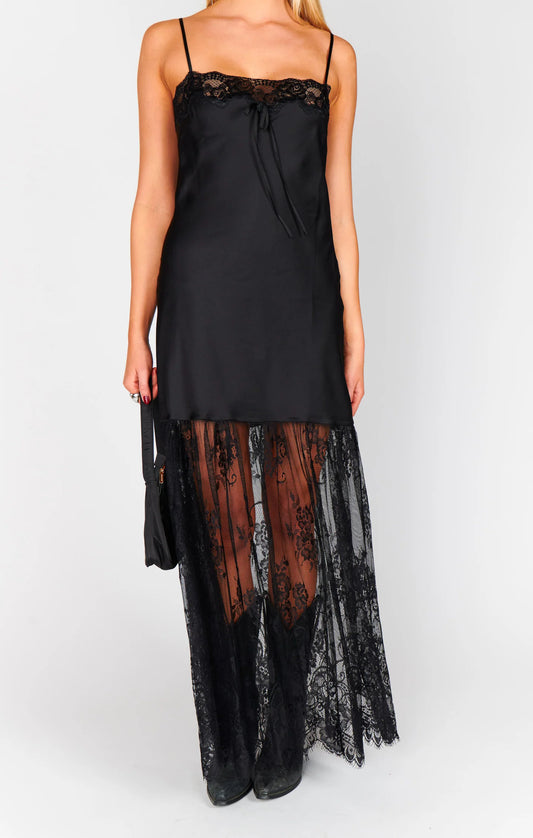 Celine Dress, Black Luxe Satin