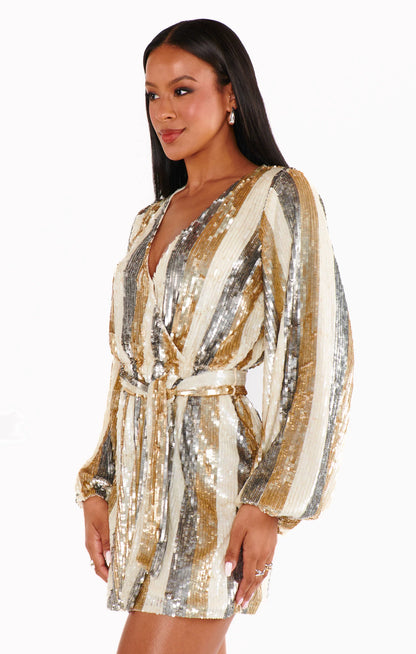 Wear Me Out Dress Champagne Sequins