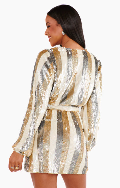 Wear Me Out Dress Champagne Sequins
