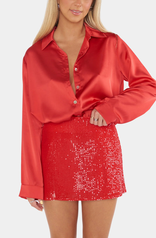 All Night Skort - Red Sequins