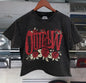Outlaw Roses Crop Tee, Acid Black